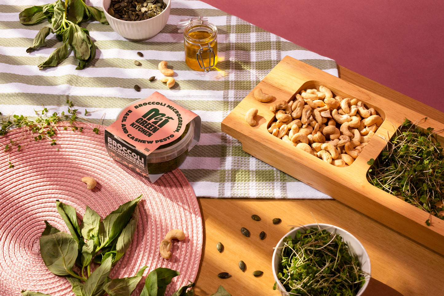 Broccoli Microgreen, Basil and Cashew Pesto